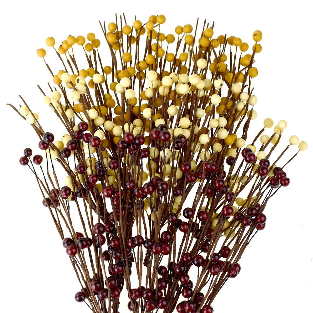 Rustic Artificial Berry Picks, Assorted Colors, 8-Inch, 150-Piece