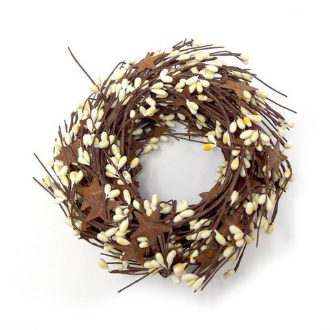 Rustic Berry and Star Garland, Cream, 12-Feet