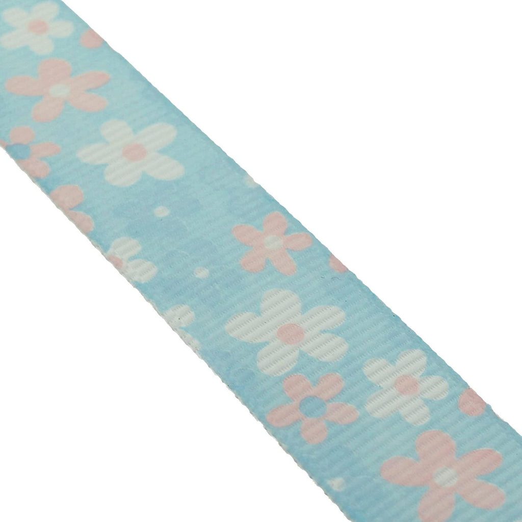 Grosgrain Starburst Floral Ribbon Roll, 5/8-inch, 10-yard, Blue