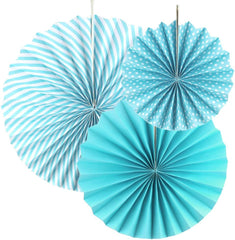 Paper Rosette Pinwheel Party Backdrop Fans, Assorted Sizes, 3-Piece