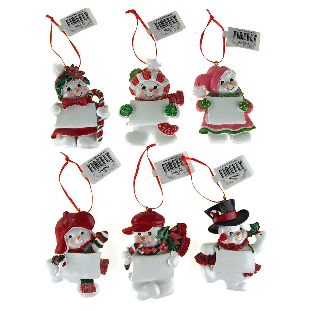 Winter Snowman Resin Ornaments, 4-Inch, 6-Piece