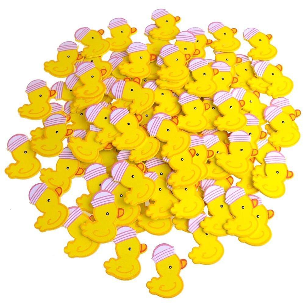 Small Wooden Rubber Ducky with Hat, Pink, 1-1/2-Inch, 100-Piece
