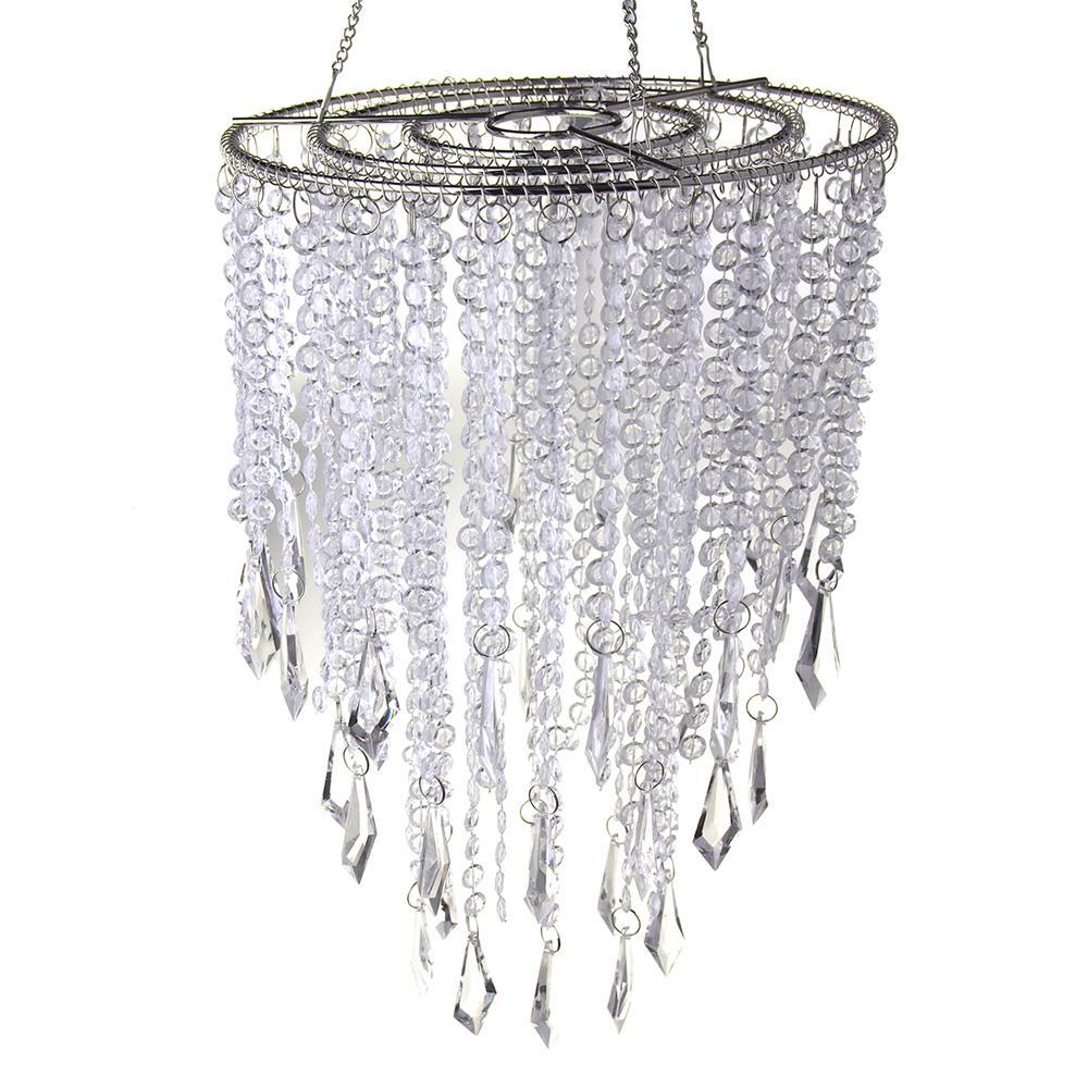 Hanging Beaded Chandelier with Icicle Crystals, Clear, 10-1/2-Inch