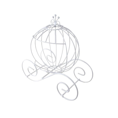 Metal Wire Pumpkin Coach, White