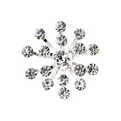 Rhinestone Floral Tip Pins, 3-Inch, 9-Count - Silver