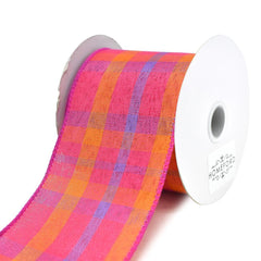 Color Chic Plaid Wired Edge Linen Ribbon, 2-1/2-Inch, 3-Yard