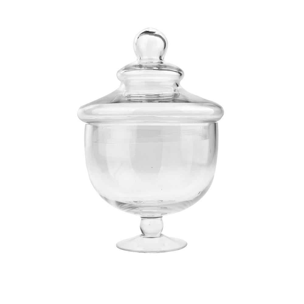Clear Glass Pedestal Bowl Apothecary Candy Jar, 12-1/2-Inch