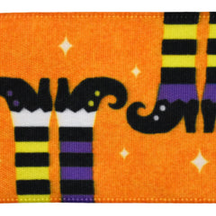Halloween Witch Stockings Satin Ribbon, 1-1/2-Inch, 10-Yard - Orange