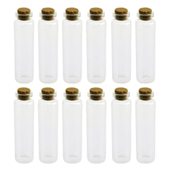 Mini Corked Glass Tube Vial Bottles, 12-count