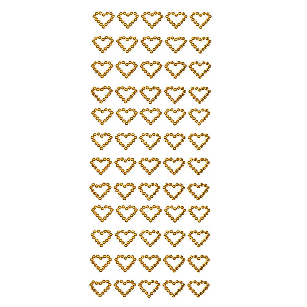 Heart Rhinestone Stickers, 1/2-Inch, 60-Count, Gold