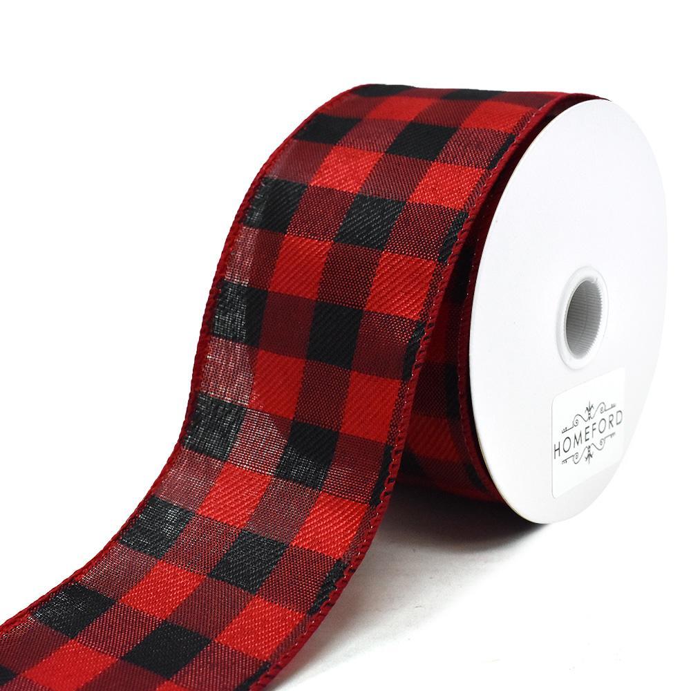 Buffalo Rider Plaid Wired Ribbon, 2-1/2-Inch, 10-Yard