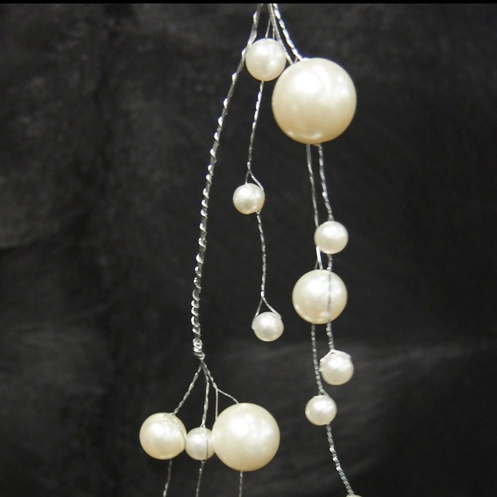 Plastic Pearl Round Beaded Garland, White, 45-inch