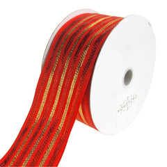 Metallic Pinstripe Baroque Noel Christmas Holiday Ribbon, 2-1/2-Inch, 50 Yards