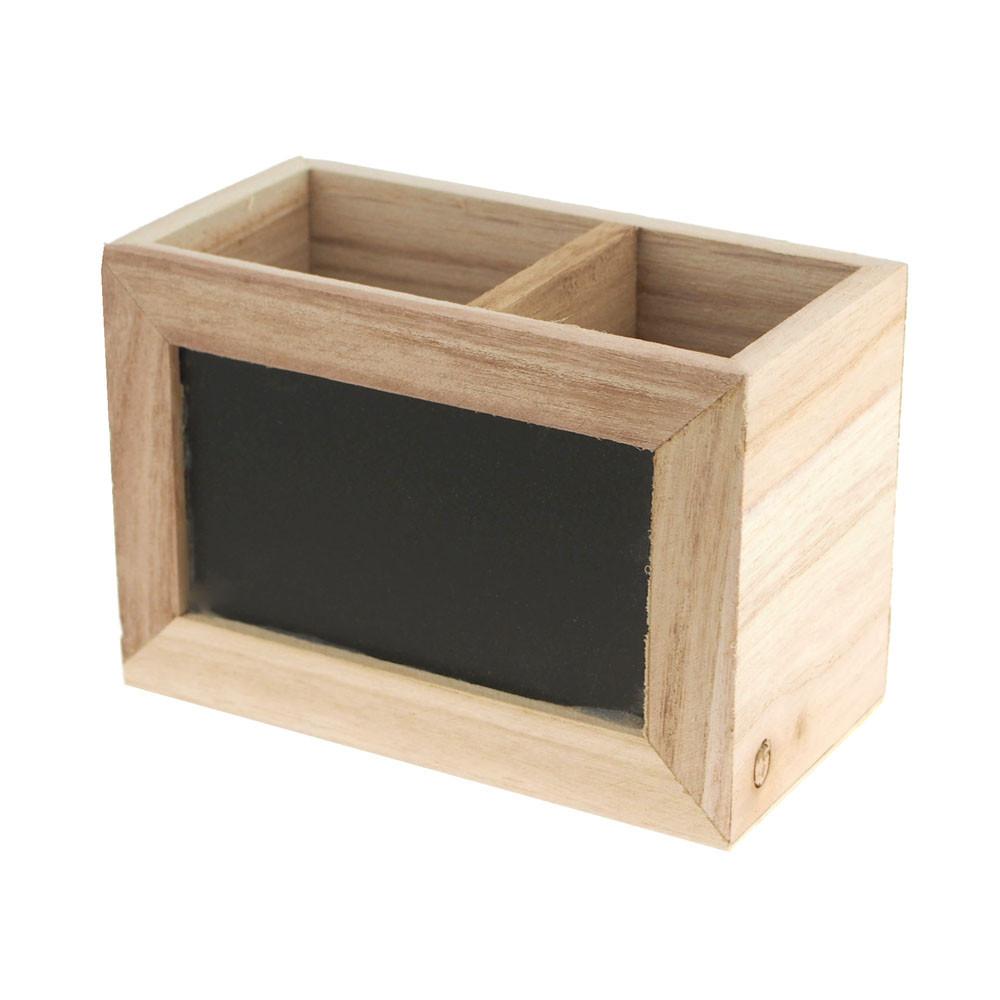 Chalkboard Wooden Box, Natural/Black, 4-Inch