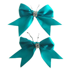 Pre-Tied Satin Bows with Rhinestone, 4-Inch, 2-Piece