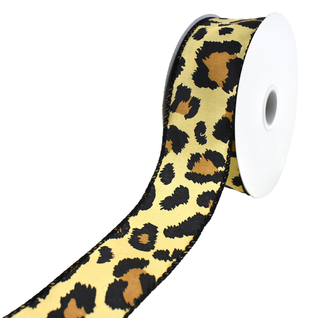 Sassy Leopard Print Wired Ribbon, 1-1/2-Inch, 10-Yard