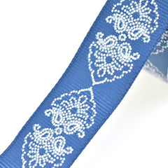 Melissa Glitter Lace Grosgrain Ribbon, 7/8-Inch, 4-Yard, Denim