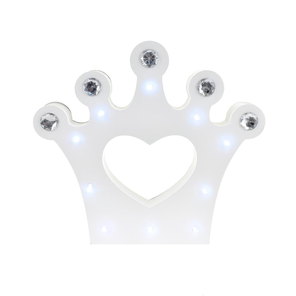Wooden LED Marquee Crown, White, 10-Inch