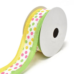 Candy Polka Dots Wired Printed Ribbon, 1-1/2-Inch, 10-Yard