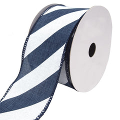 Diagonal Striped Faux Linen Nantucket Ribbon, 2-1/2-Inch, 10-Yards