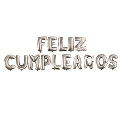 Feliz Cumpleaños Text Foil Balloon, 16-Inch, 15-Piece