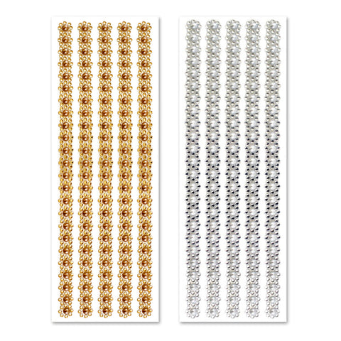 Self Adhesive Floral Pearl Stickers, 5 Strips, 10-inch