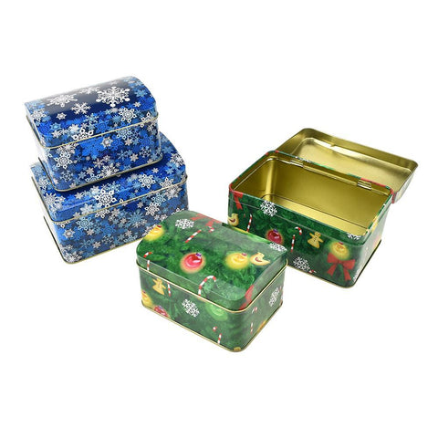 Treasure Box Christmas Cookie Tins, 4-Piece