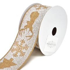 Winter Woods Printed Wired Christmas Ribbon, 2-1/2-Inch, 10-Yard