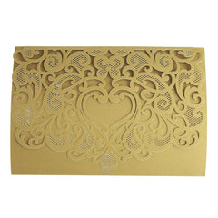 Paper Rectangular Laser-Cut Pearlescent Scroll Swirl Invitations with Heart, 7-1/4-Inch, 8 count