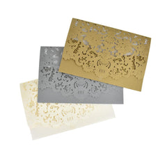 Blank Rectangular Scroll Lace Laser Cut Invitations, 7-1/2-Inch, 8-Piece