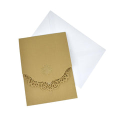 Metallic Embossed Laser Cut Design Invitations, 5-1/4-Inch, 8-Piece