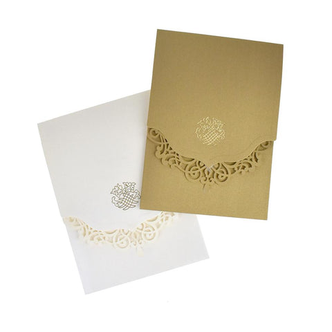 Metallic Embossed Laser Cut Design Invitations, 5-1/4-Inch, 8-Piece