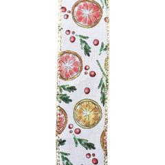 Citrus and Berries White Wired Ribbon, 1-1/2-Inch, 10-Yard