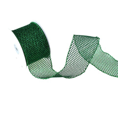 Grand Glittered Net Wired Ribbon, 2-1/2-Inch 10-Yard - Hunter Green