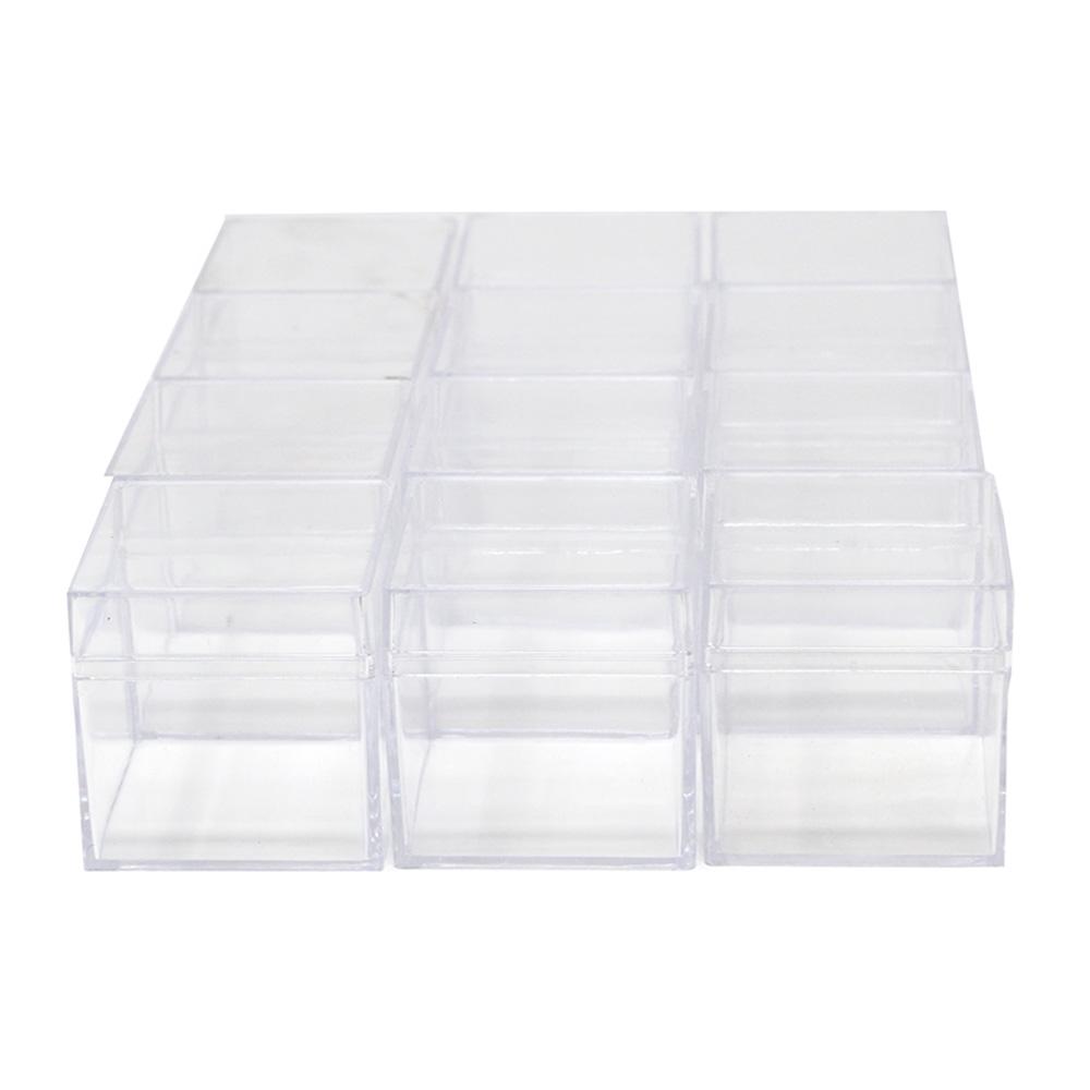 Clear Plastic Square Box with Lid, 2-Inch, 12-Count