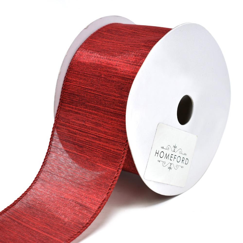 Woven Luster Wired Christmas Ribbon, Burgundy, 2-1/2-Inch, 10-Yard