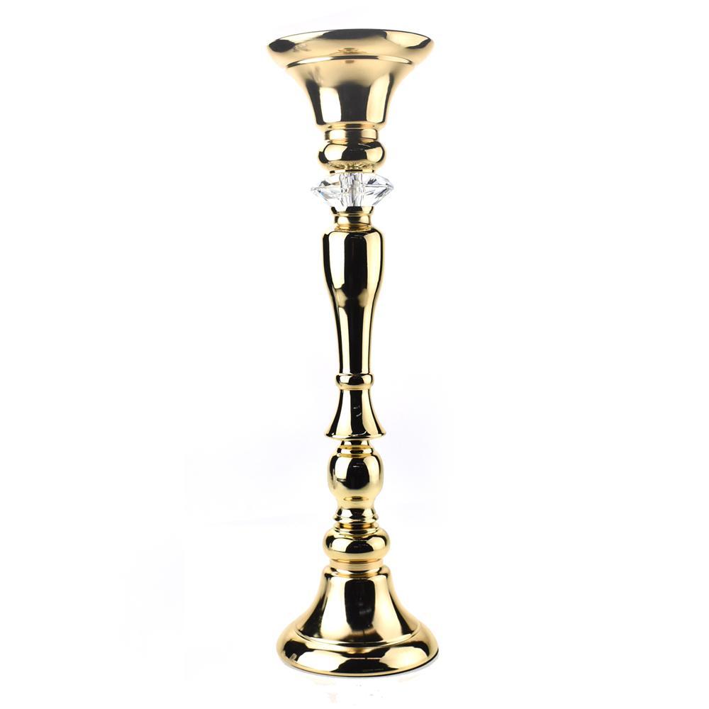 Tall Diamond Accent Candle Holder Centerpiece, Gold, 23-3/4-Inch