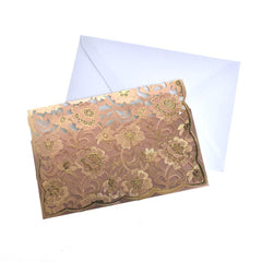 Rectangular Laser Cut Floral Imprint Blank Invitations, 7-1/4 Inch, 8-Piece