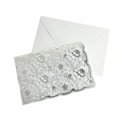 Rectangular Laser Cut Floral Imprint Blank Invitations, 7-1/4 Inch, 8-Piece