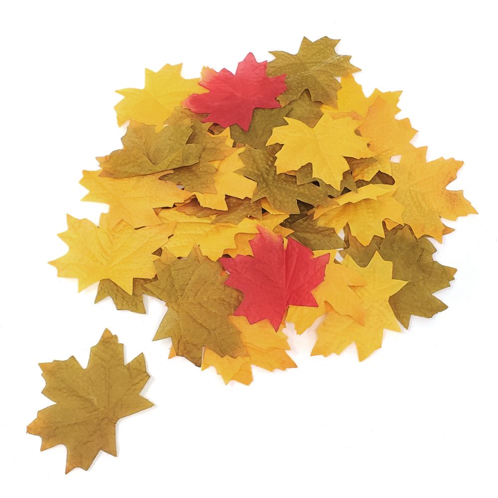 Decorative Fall Leaves Plastic Autumn Decor, 40-Count