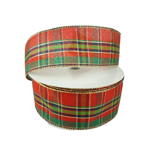 Modern Tartan Plaid Wired Ribbon, 2-1/2-Inch, 50-Yard