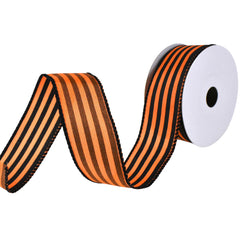 Halloween Cabana Stripes Satin Wired Ribbon, 1-1/2-Inch, 10-Yard