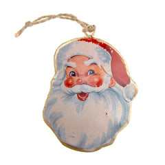 Hanging Tin Santa Smiling Christmas Tree Ornament