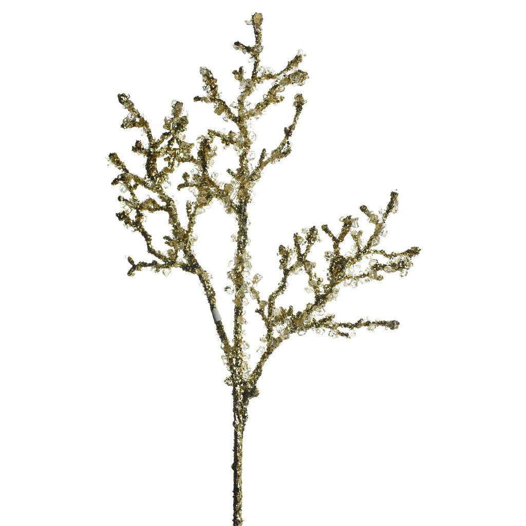 Artificial Iced Twig Branch Stem, 18-Inch