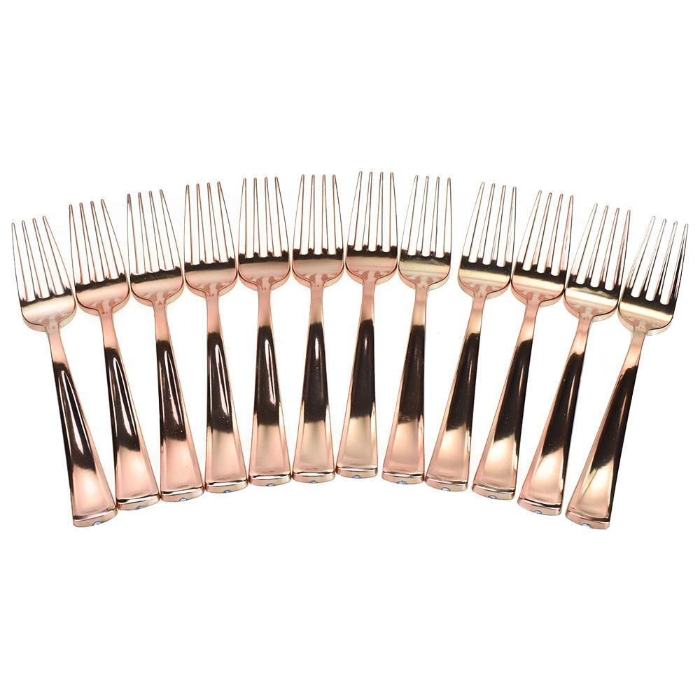 Plated Disposable Forks, Rose Gold, 7-3/4-Inch, 12-Count