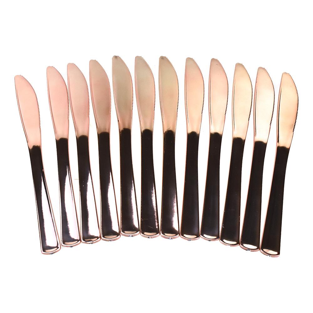 Plated Disposable Knives, Rose Gold, 7-3/4-Inch, 12-Count