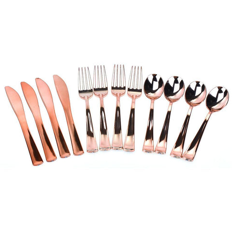 Plated Disposable Utensils Multipack, Rose Gold, 7-3/4-Inch, 12-Piece