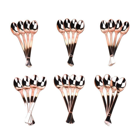 Disposable Party Cocktail Spoons, Rose Gold, 4-Inch, 24-Count
