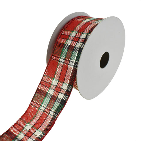 Cozy Christmas Plaid Wired Ribbon, 1-1/2-Inch, 10-Yard