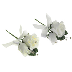 Foam Rose Flower with Rhinestone, Ivory, 5-1/2-Inch, 12-Count